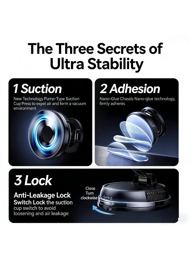 Car Phone Holder for 36KG Strongest Suction And 2500gf Strongest Magnetic 360° Adjustable Car Phone Mount, Phone Holders for Your Car for iPhone16/15/14/13 Series, Android and All Smartphones - Image 5